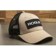 ROGUE PATCH TRUCKER HAT TAN BLACK